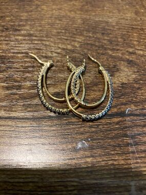 Sterling silver gold tone double hoop earrings